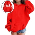 thumbnail image 2 of LIUJUNSHOP Girls Oversized Hoodies Fleece Pullover Sweatshirts Kids Fashion Casual Outfits Fall Winter Clothes Red 7-8 Years, 2 of 7