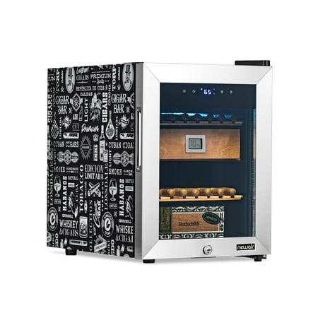 NewAir - 250 Count Built-in Cigar Humidor with Opti-Temp Heating and Cooling Function - Black