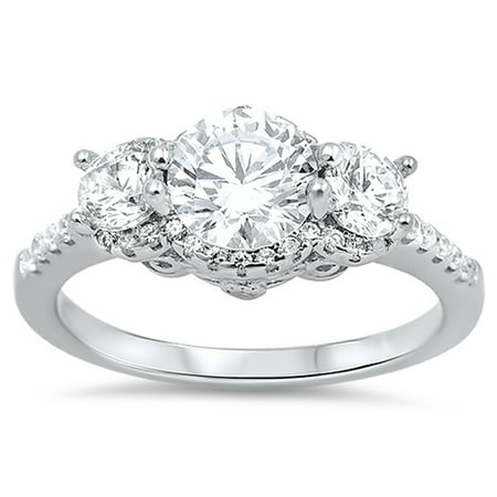 Women's Wedding White CZ Halo Promise Ring ( Sizes 5 6 7 8 9 10 ) .925 Sterling Silver Band Rings by Sac Silver (Size 10)