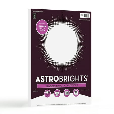 Astrobrights Bright White Cardstock, 8.5" x 11", 65 lb, 80 Sheets