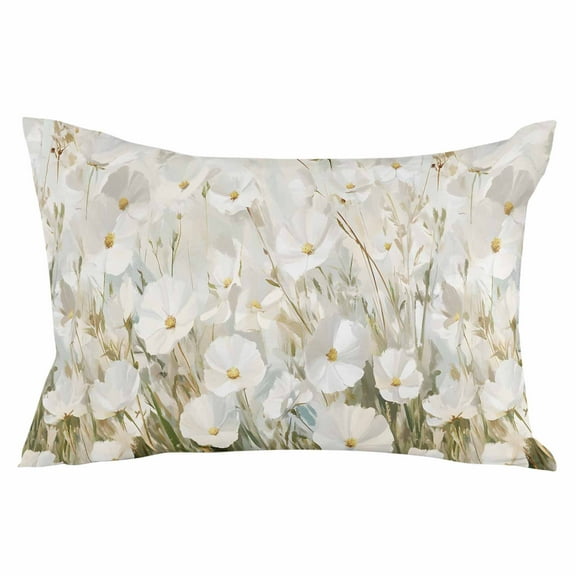 Floral Flower Throw Pillow Cover 24 x 36 Inch Decorative Pillow Cover Modern Oil Painting Watercolor White Lumbar Pillowcase Seasonal Rectangle Cushion Case for Couch Sofa Bed Living Room