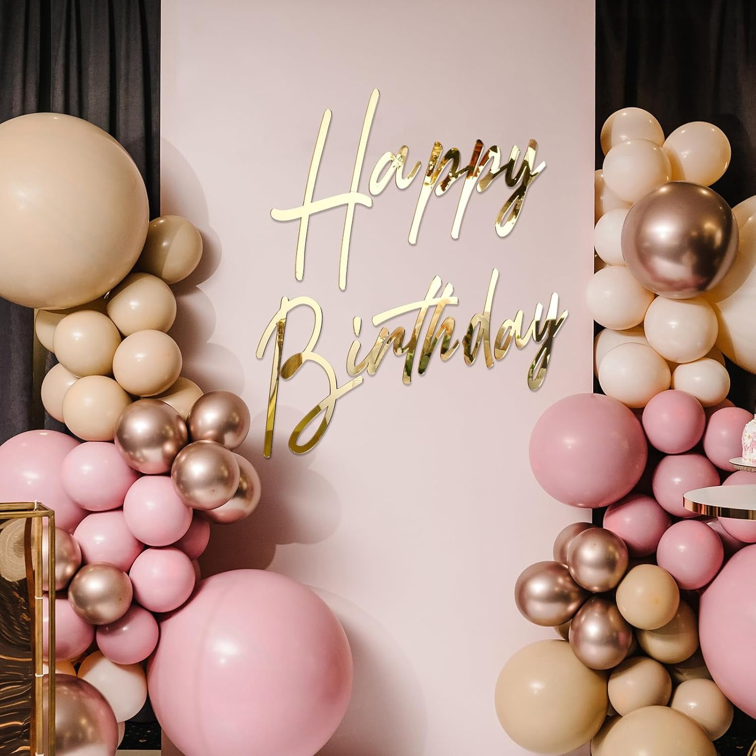 Happy Birthday Sign for Backdrop Large Happy Birthday Sticker Acrylic Mirror Decal Letter Sticker for Balloon Arch Party Sign Wall Decor, Peel Off The Acrylic Film