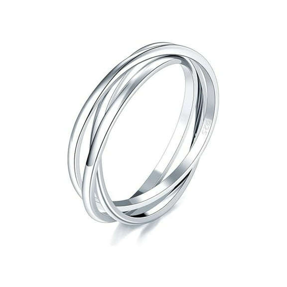 925 Sterling Silver Multi-Band Interlocking Ring for Women, Fidget Ring Anxiety Ring, Triple Row Rolling Interlocking Stacking Rings, High Polish Rings for Women, Men_12