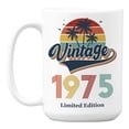 thumbnail image 1 of Vintage 1975 feat. Retro Sunset & Palm Trees Coffee & Tea Mug (15oz), 1 of 6