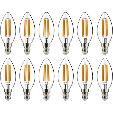 

BA11 Dimmable Vintage LED Edison Candelabra Bulb 60W Equivalent High Brightness Warm White 2700K Clear Glass Candles/Chandelier Style E12 Screw Base 12 Pack