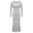 thumbnail image 5 of DHFJKG Sweater Dress For Women Knit Ribbed V Neck Long Sleeve Slim Fit Maxi Dress Winter Pullover Tunic Ankle-Length Versatile Dresses, 5 of 5