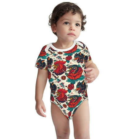 

Fotbe Chicken Pattern Unisex-baby Short-sleeve Bodysuit Short Sleeve Bodysuits One-piece 100% Organic Cotton for Infant Baby Boys Unisex-3 Months