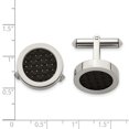thumbnail image 2 of Titanium Polished Black Carbon Fiber Cuff Links 18x18mm Wide Cuff Link for Men, 2 of 2