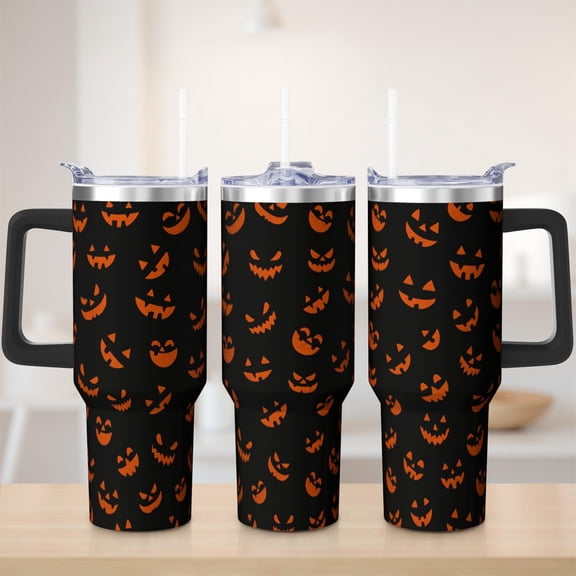 Cute Halloween tumbler 40 oz tumbler with handle and straw 304 stainless steel travel cup coffee mug water bottle suitable as a gifts for women Halloween gift men gift