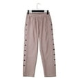 thumbnail image 6 of Women's Pants Fashion Casual Pants For Women Cotton And Linen Striped Elastic Waist Side Back Four Pockets Buttoned 9/10, 6 of 7