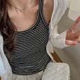 thumbnail image 2 of Wang6 Ribbed Tank Tops for Women Trendy Sleeveless Crew Neck Striped Printed Summer Tops Causal Slim Knit Stretchy Tops Shirts Tees Black S, 2 of 8