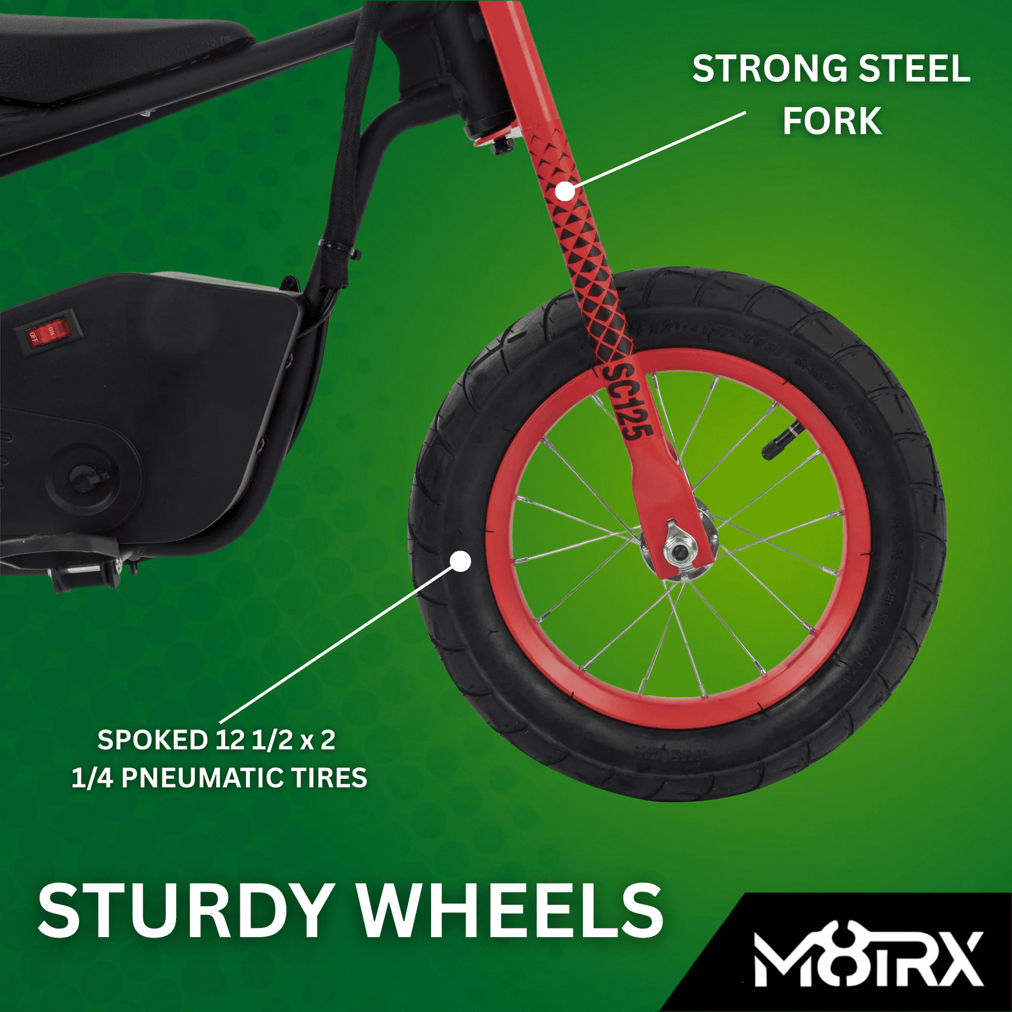 スクーター MERCROSS M8TRX Sports Electric Kids Street Cruiser Ride On Bike, Red, 8 MPH