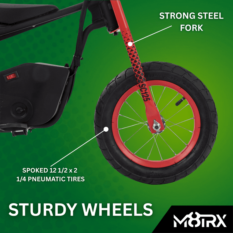 M8TRX Sports Electric Kids Street Cruiser Ride On Bike, Red, 8 MPH