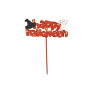 HALLOWEEN PICK DECORATION FLASHING “HAPPY HALLOWEEN” PARTY 8x6 ORANGE #62534