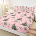 thumbnail image 3 of Homewish Cartoon Xmas Tree Queen Sheet Sets for Kids, Kawaii Bowknot Candy Flat Sheet, Winter Christmas Theme Queen Fitted Sheet, Microfiber Bedroom Decor, 4-Piece, 3 of 7