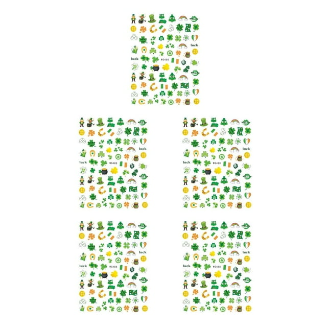 Wisewang Nail Wraps Sticker Crafting Fashion Manicure Labels Sculpture Design Adhesive Decals Patrick's Celebration Supplies WG488 5Set