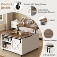 thumbnail image 6 of Walsunny Lift Top Coffee Table with Hidden Storage, Farmhouse Coffee Table with Adjustable Storage Shelves & Wheels White, 6 of 10