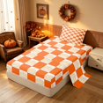 thumbnail image 2 of Homewish Pumpkin Plaid Twin Sheets, Happy Halloween Bedding, Orange Cream White, 3pcs (1 Flat Sheet, 1 Fitted Sheet and 1 Pillowcase), 2 of 6