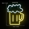 thumbnail image 3 of Letrero de neón de cerveza con luz LED, apliques decorativos de pared, neón amarillo y blanco para bar, pub, discoteca, restaurante, tienda, festival, celebración, fiesta, decoración., 3 of 5
