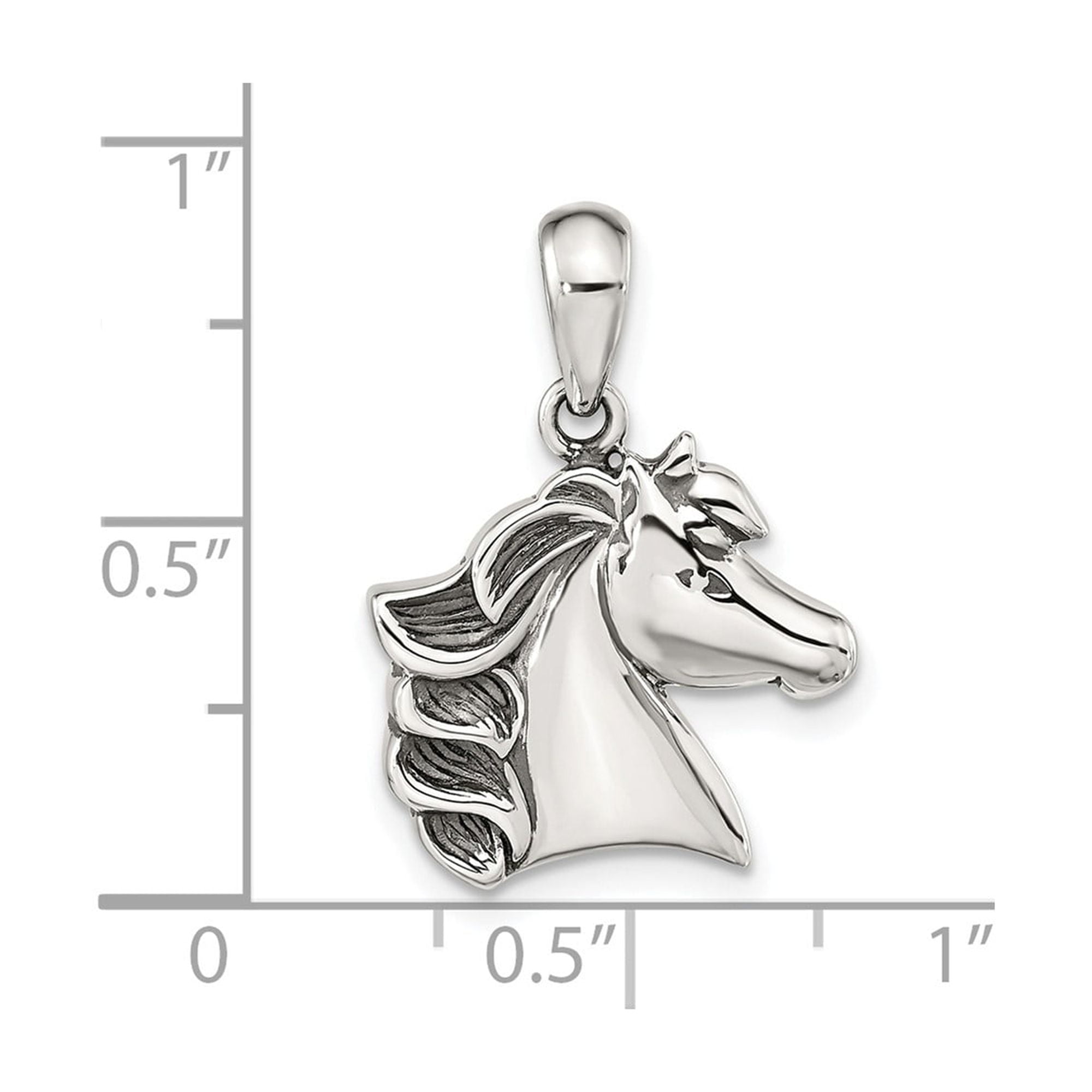 925 Sterling Silver Horse Head Pendant Charm, Antiqued Equestrian Animal Jewelry