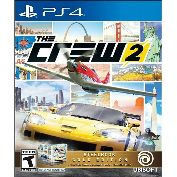 Restored The Crew 2 Steelbook Gold Edition (Sony Playstation 4,2018) Racing Game (Refurbished)