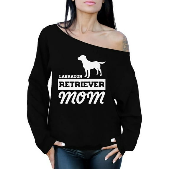 Awkward Styles Women's Labrador Retriever Mom Graphic Off Shoulder Tops Oversized Sweatshirt Dog Mom