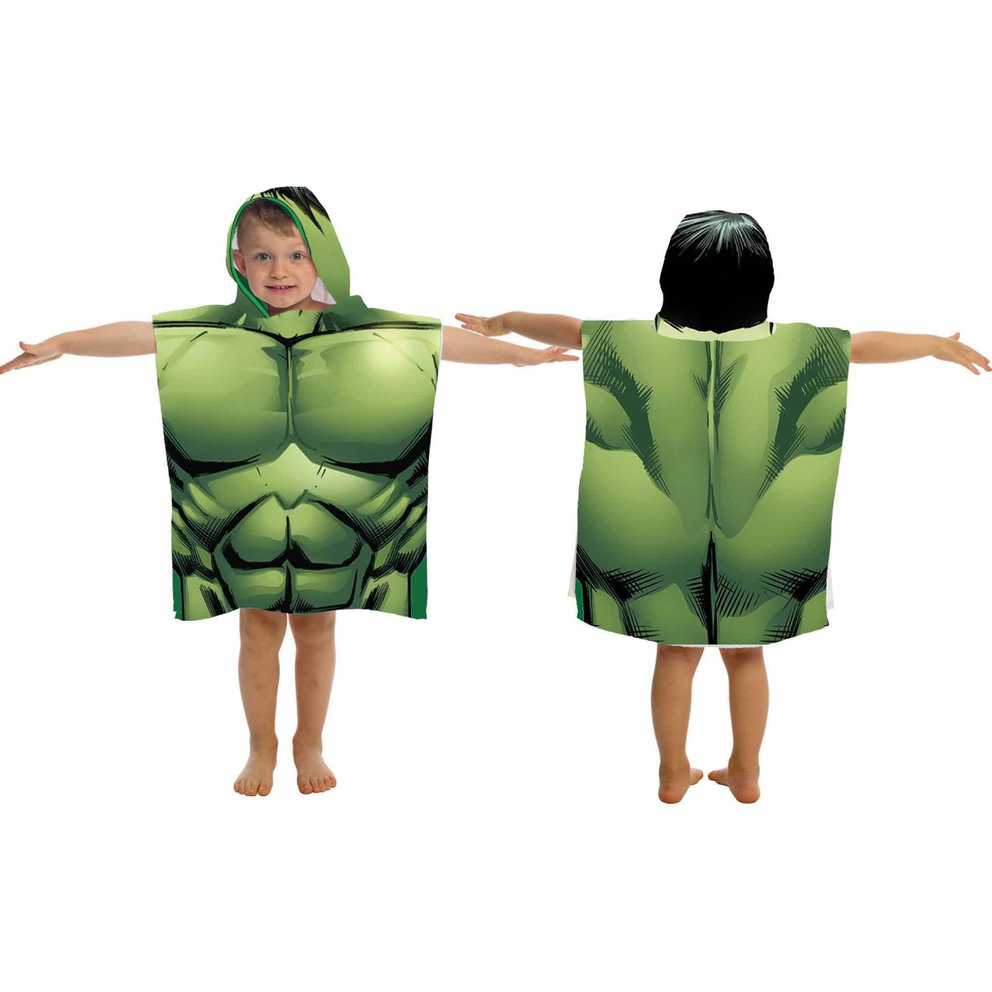 Incredible Hulk Marvel Incredible Hulk Youth Hooded Poncho Towel, 100% Cotton, Green