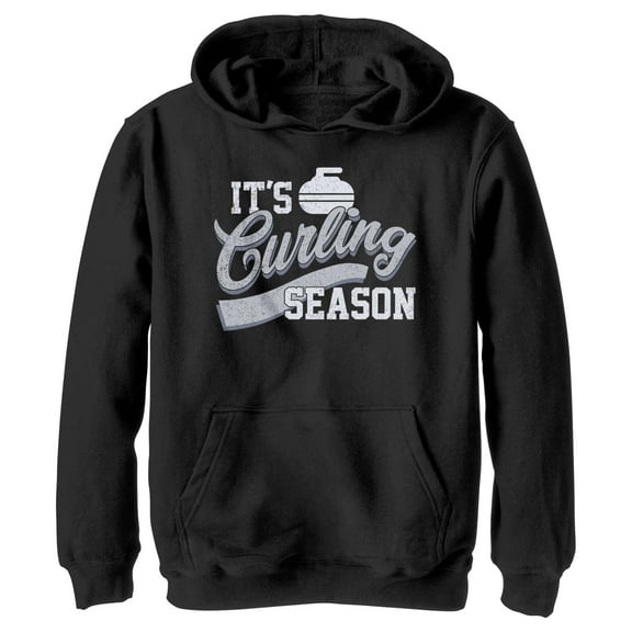 Boy's Lost Gods It’s Curling Season Pull Over Hoodie Black Large