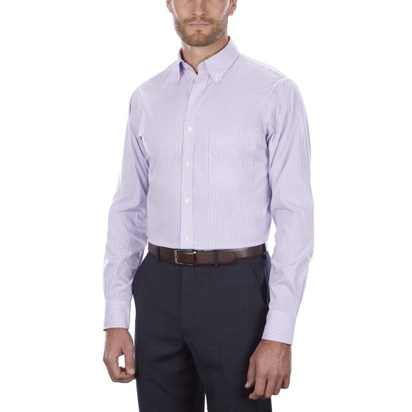 Van Heusen Men's Pinpoint Regular Fit Stripe Button Down Collar Dress Shirt