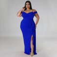 thumbnail image 5 of AURA Women Sexy V Neck High Slit Maxi Dress Spaghetti Strap Ruffle Party Club Dress, 5 of 8