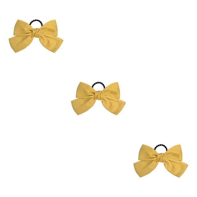 Bandeau Grand pour Cheveux, Pince à Ressort, Nœud Réglable, Multicolore, Sans Accroc, Porte-Queue, Épingles à Cheveux, Chouchous pour Filles, Bande Jaune 3Ensemble