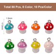 thumbnail image 2 of 80 colgantes de setas de colores en 8 estilos diferentes con aro de hierro para manualidades: pulseras, collares, llaveros y decoración navideña., 2 of 7