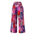 thumbnail image 5 of YWDJ Palazzo Pants for Women Plus Size High Waist Lounge Pants with Pockets Wide Leg Elastic Waist Full Length Trouser Loose Long Beach Pants Flowers Multicolor L Tall Breathable Summer Clothes, 5 of 5