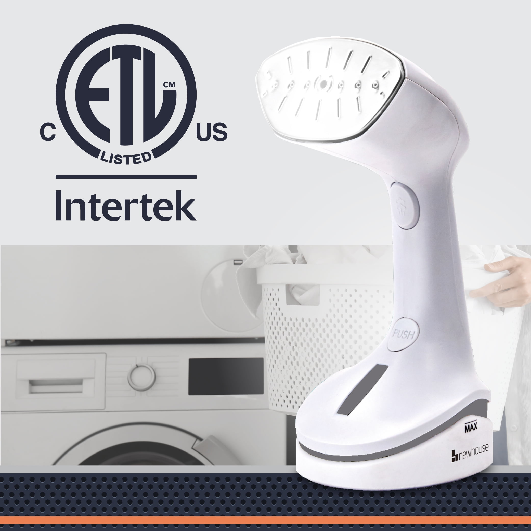 Newhouse 110-120V 1000-Watt Handheld Garment Steamer NHHS-001, Handheld Steam Cleaner for Clothes, Portable Steamer with Compact Design, ETL Certified for Hospitality and Residential Use