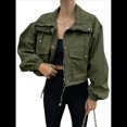 thumbnail image 2 of Chaqueta Corta para Mujer, Anorak Utilitario Extragrande con Cremallera y Bolsillos Verde XL, 2 of 8