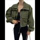 thumbnail image 2 of Chaqueta Corta para Mujer, Anorak Utilitario Extragrande con Cremallera y Bolsillos Verde M, 2 of 8