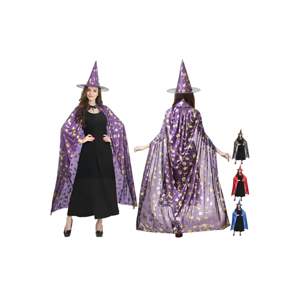 Disfraz De Halloween Capa Con Capucha Manto De Halloween Bruja Cosplay Adulto Xtellar morado