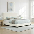 thumbnail image 4 of Bridgevine Home King Size White Polyester Upholstered Platform Bed with Veneer Headboard, 4 of 19