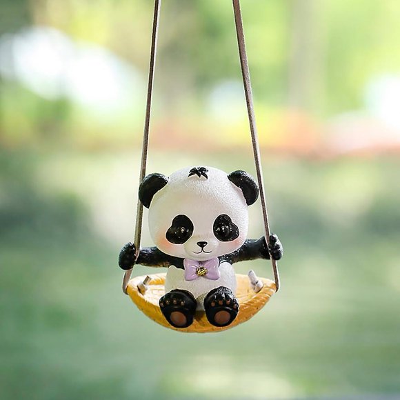 Cute Swinging Panda Car Mirror Accessories Fun Interior Rearview Mirrors Ornaments Decoration (cute Panda)