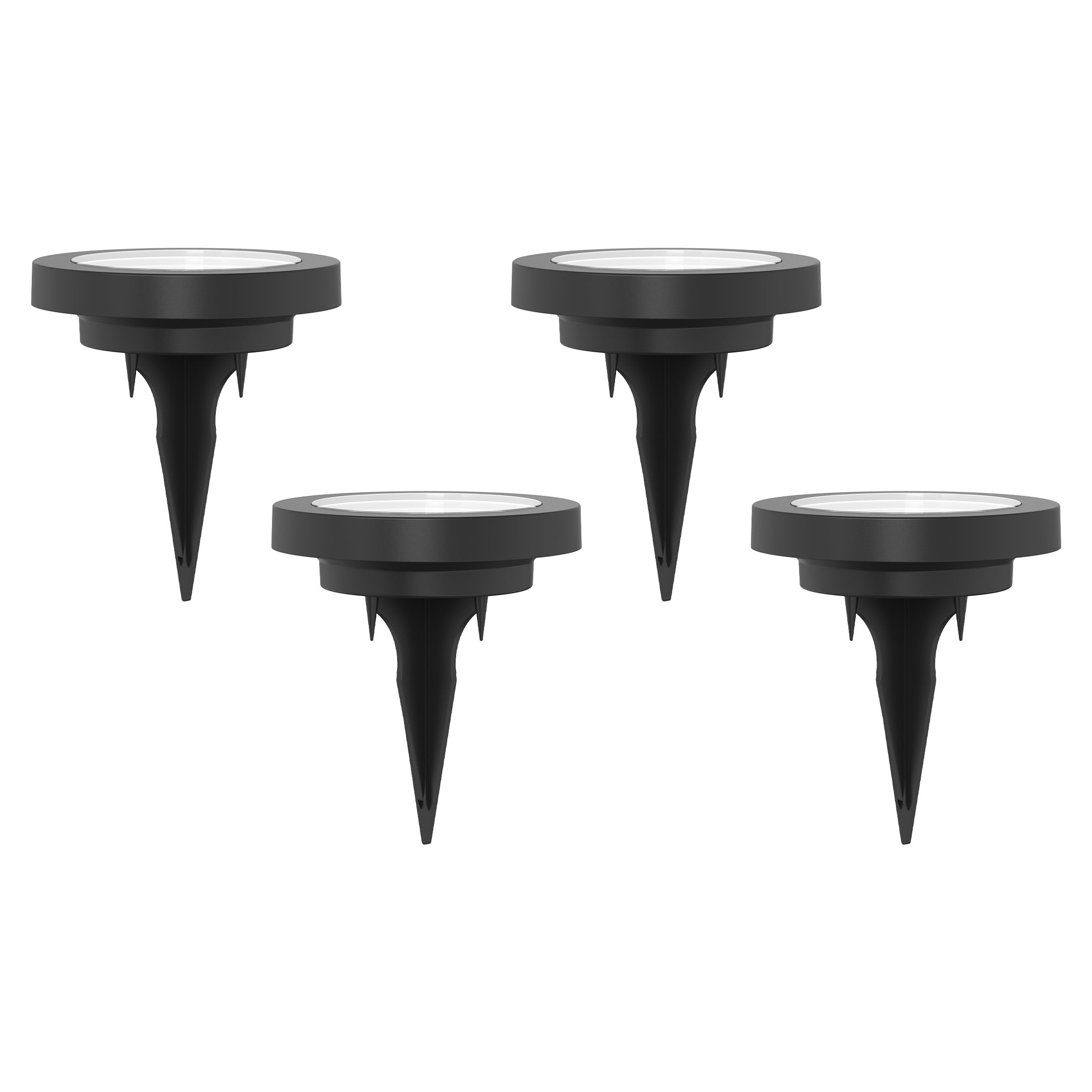 Mainstays Solar Powered Black Landscape Disc Lights with Color Holding LED, 20 Lumens (4 Count)