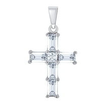 925 Sterling Silver Mens Cubic Zirconia Cross Religious Charm Pendant 25.8x14.6mm Wide Necklace for Men