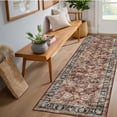 thumbnail image 2 of Haperlare 2'x6' Vintage Floral Runner Rug Soft Oriental Carpet, Washable Rug Non Slip TPR Backing Low Pile Rugs for Hallway Entryway Bedroom Playroom, Red, 2 of 7
