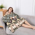 thumbnail image 5 of Oversized Wearable Blanket Hoodie,Beige Geometric Diamond Sun Pattern Sherpa Blanket Hoodie with Super Pockets,Super Warm Fuzzy Pullover for Women & Men, 5 of 6