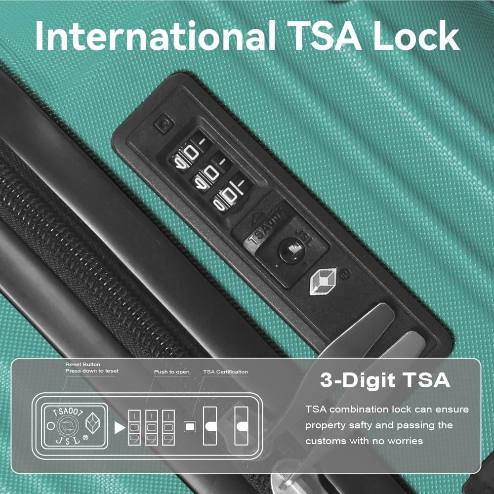 3-Piece Hardshell Luggage Set with TSA Lock, Spinner Wheels & Nested Design (20/24/28 in)