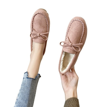 

Lovskoo 2024 Women s Snow Boots Bow Knot Soft Sole Sole Flat Heel Plush Insulation Single Shoe Pink