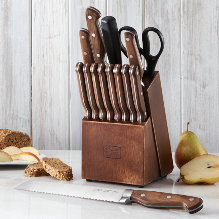 Chicago Cutlery Precision Cut 15-Piece Kitchen Knife Set with Wood Block 