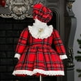 thumbnail image 4 of Tisuna Christmas Girls Dress Toddler Plaid Print Long Sleeve Crew Neck Dresses Cute Casual Autumn Winter Girls Christmas Dress With Hat Red Size 9-12 Months, 4 of 6
