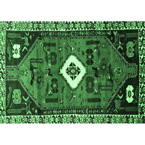 Ahgly Company Indoor Rectangle Persian Emerald Green Traditional Area Rugs, 7' x 9'