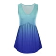 thumbnail image 5 of up to 60% off Gifts Usmixi Womens Tank Tops Going out Vintage Floral High Waist Pleated Hem Tunic Shirts Vest Summer Trendy Gradient Print V-Neck Sleeveless Shirts Blouse Blue XXL, 5 of 7