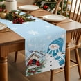 thumbnail image 3 of Blue Snowman Christmas Dresser Scarf Farmhouse, Dining Table Decorations for Wedding/Parties, Xmas Snowflake Birds Berry Winter Table Runner 70 Inches Long for Kitchen Dining, 13 x 70 In, 3 of 9